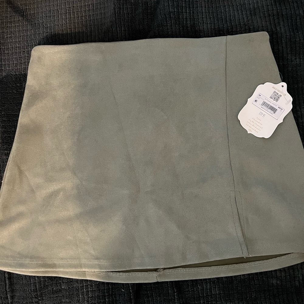 Olive Green Suede Mini Skirt